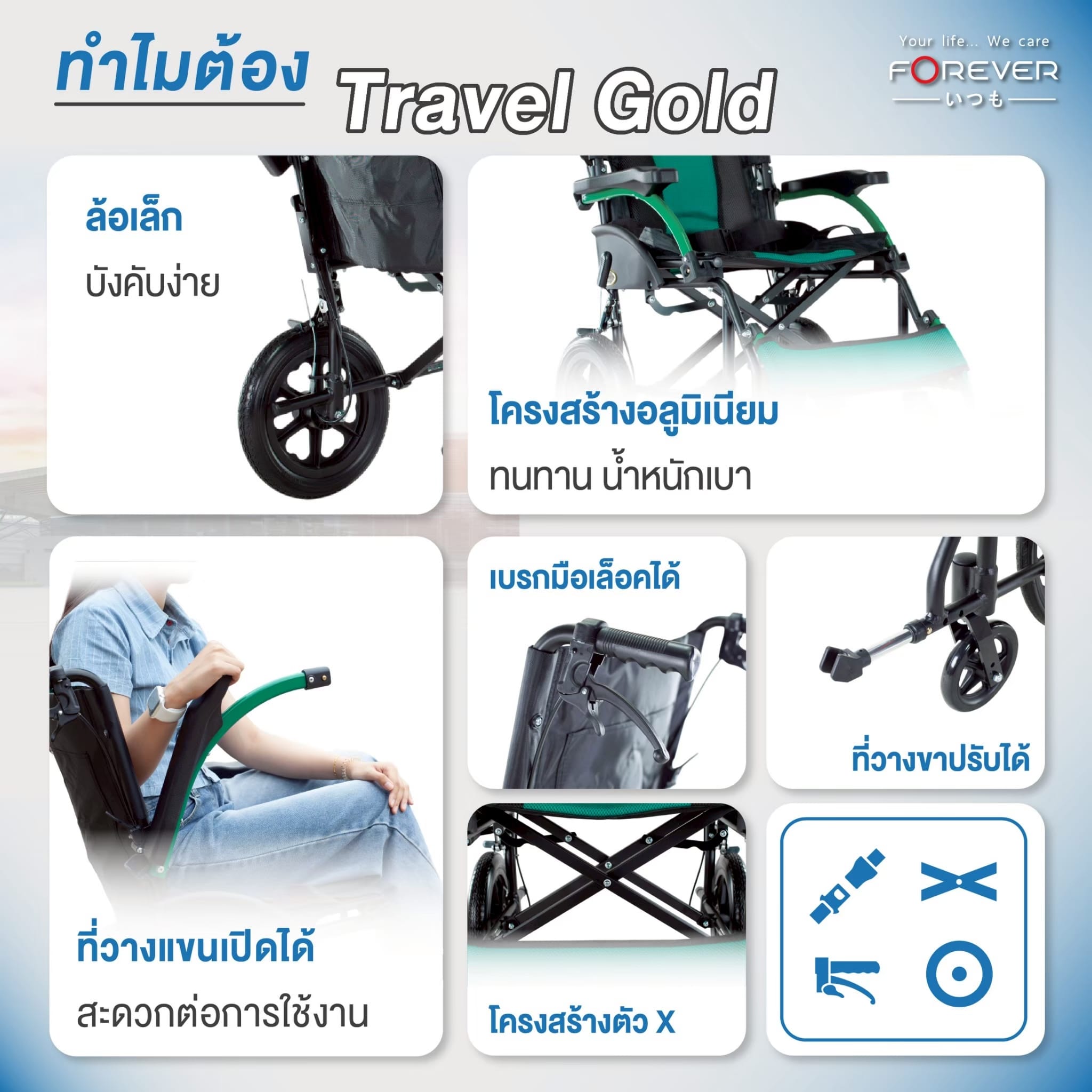 รถเข็นวีลแชร์ FOREVER TRAVEL GOLD_9